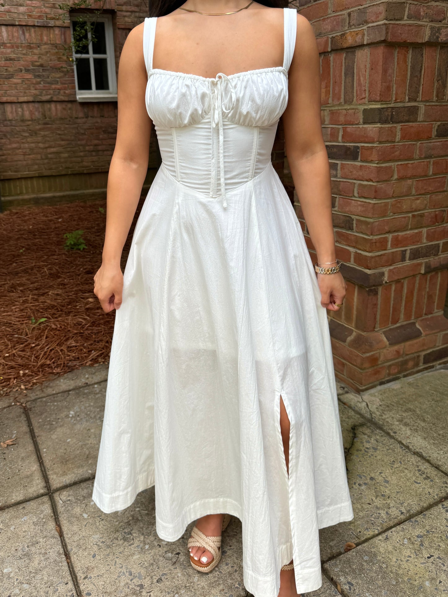 White Corset Midi Dress