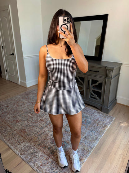 Ditsy Gingham Romper Active Dress