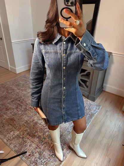 Denim Deluxe Button Dress