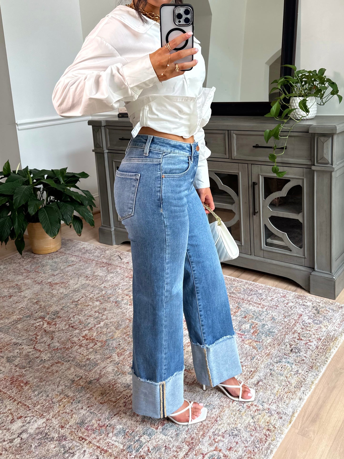 Darling Mid-Rise Wide Cuffed Jeans