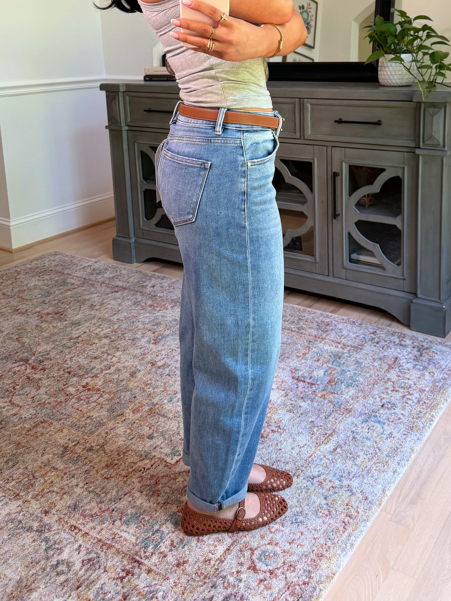 Polished Barrel Cuff Jean