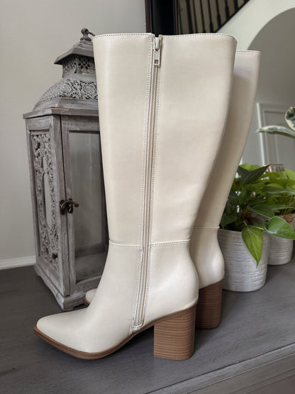 Off-White Pointed Toe Knee-High Boot