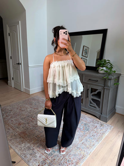 Coconut Lace Ruffle Top