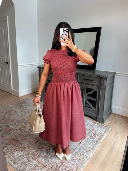 Strawberry Gingham Midi Dress