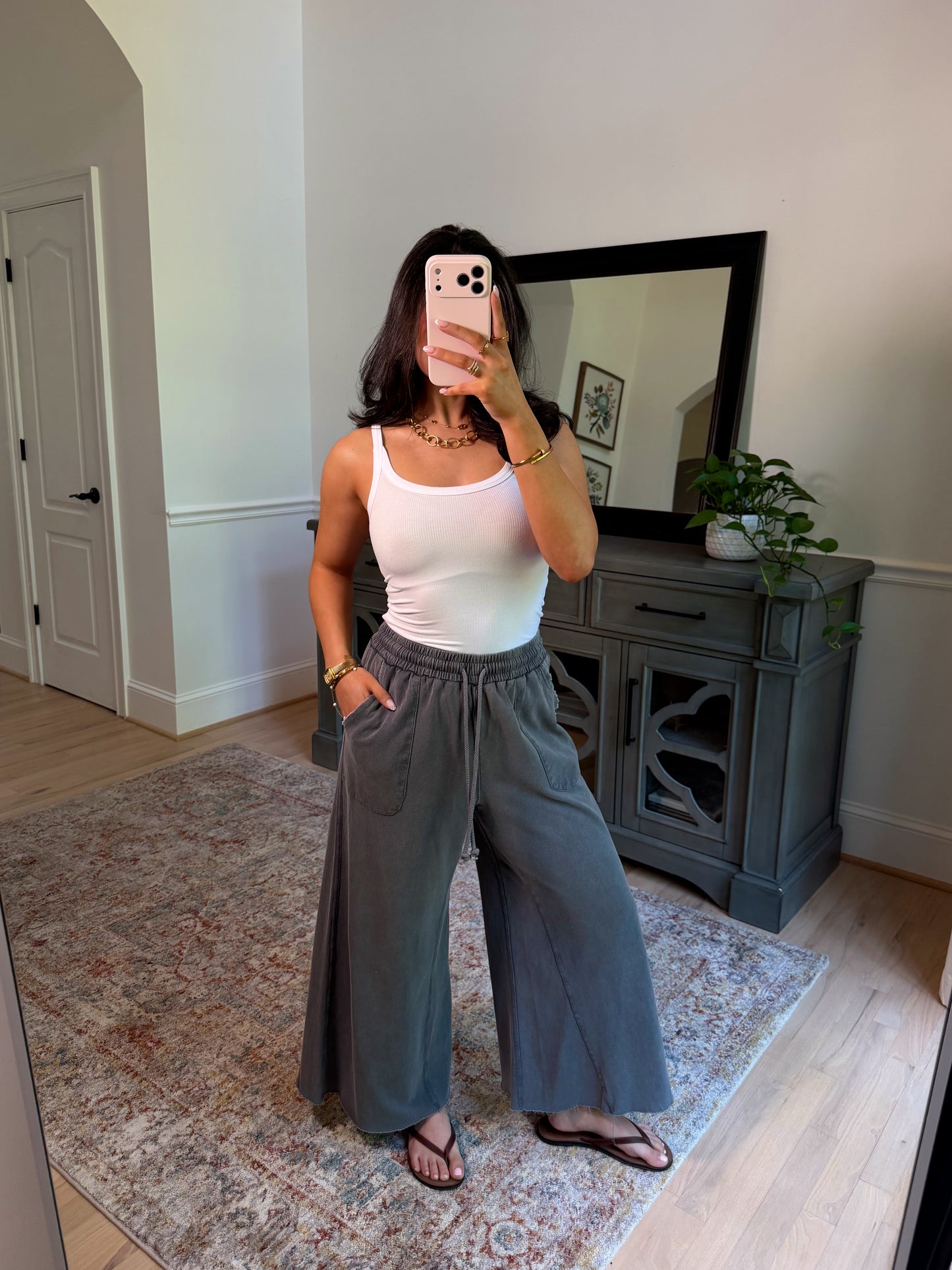 Ash Cropped Wide Leg Pants