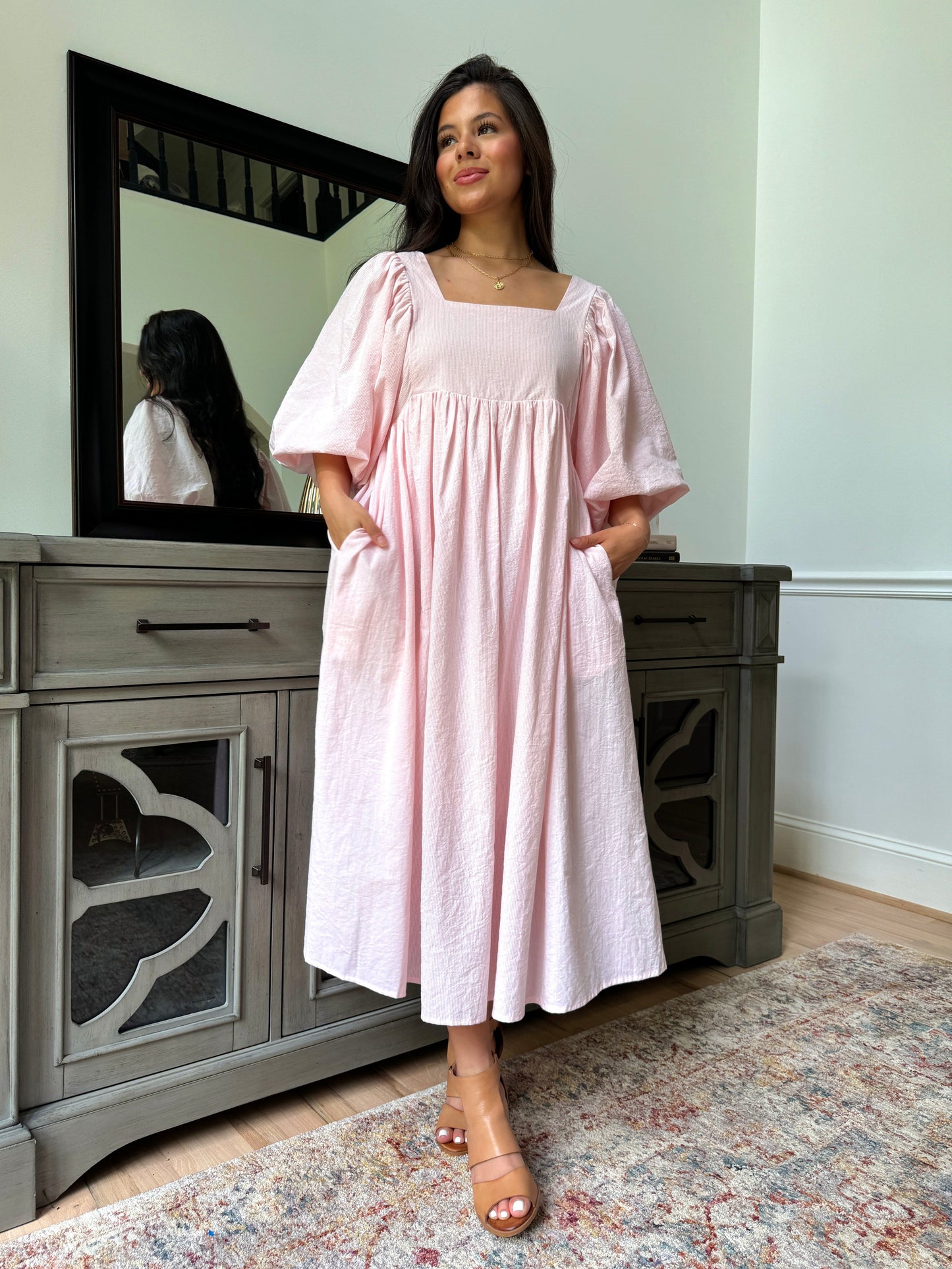 Baby Pink Puff Sleeve Dress