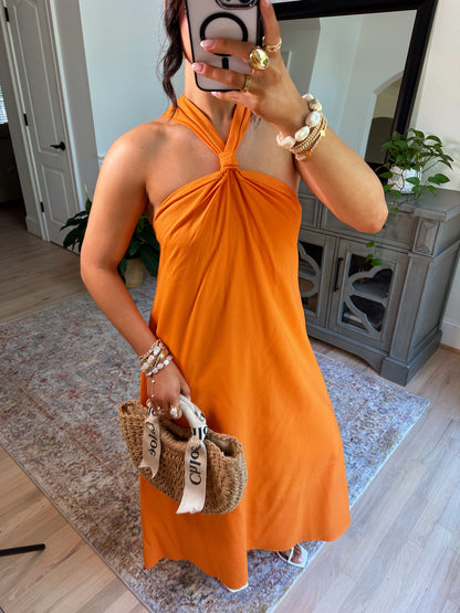 Citrus Orange Midi Dress