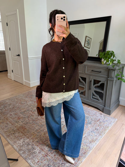 Sienna Cream Satin Lace Top