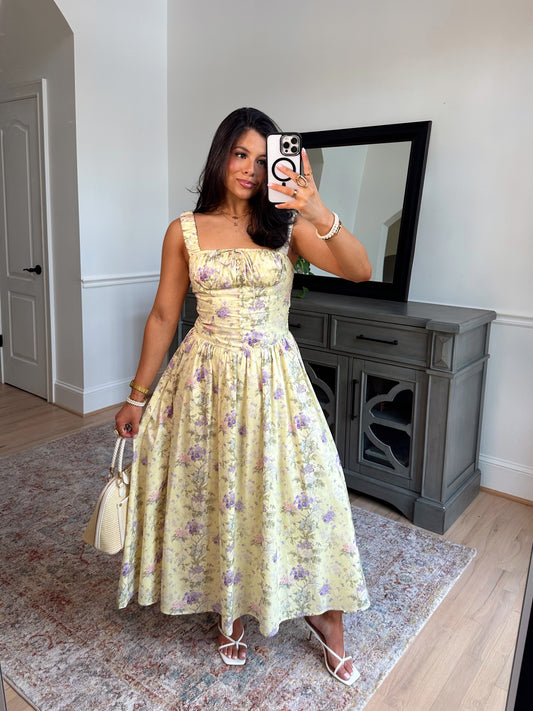 Spring Garden Bustier Midi Dress