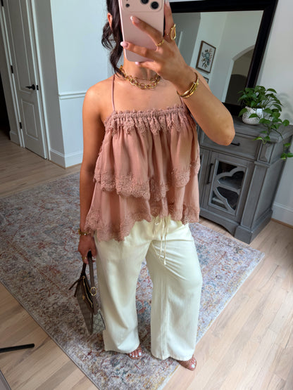 Blush Lace Ruffle Top
