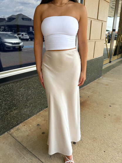 Champagne Satin Slip Skirt