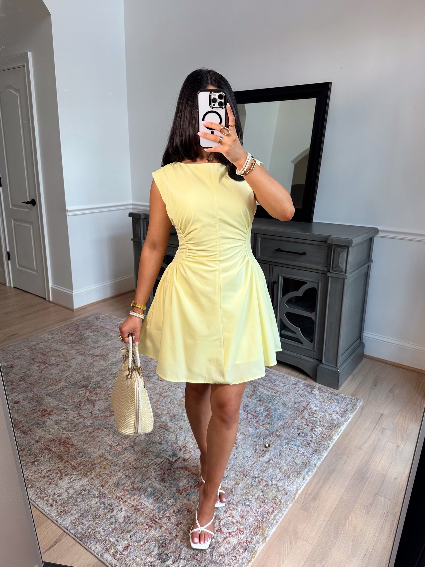 Yellow Magnolia Pleated Dress