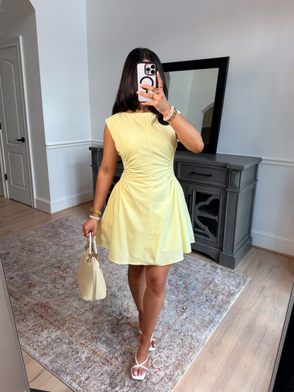 Yellow Magnolia Pleated Dress