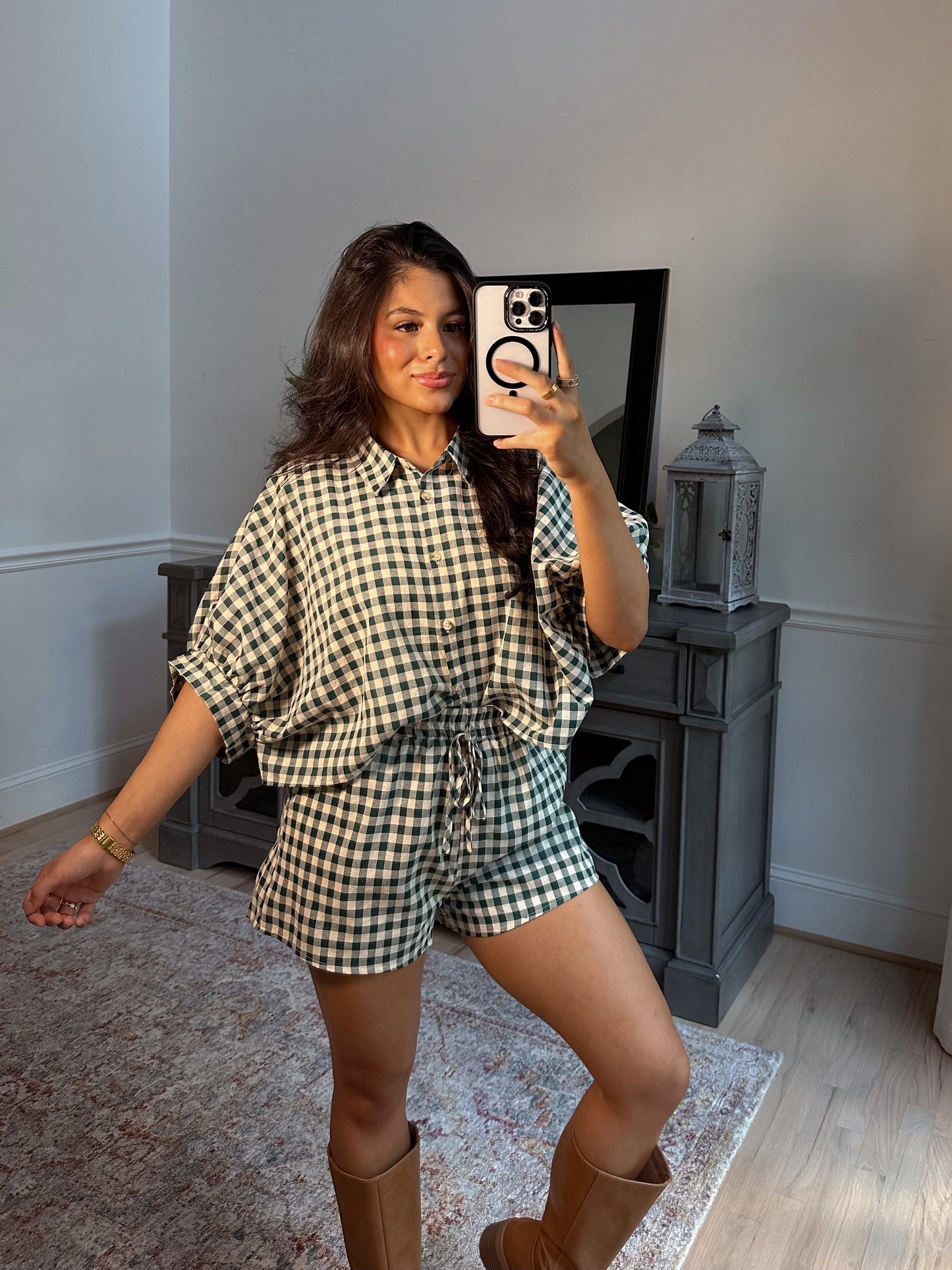 Emilia Green Gingham Set