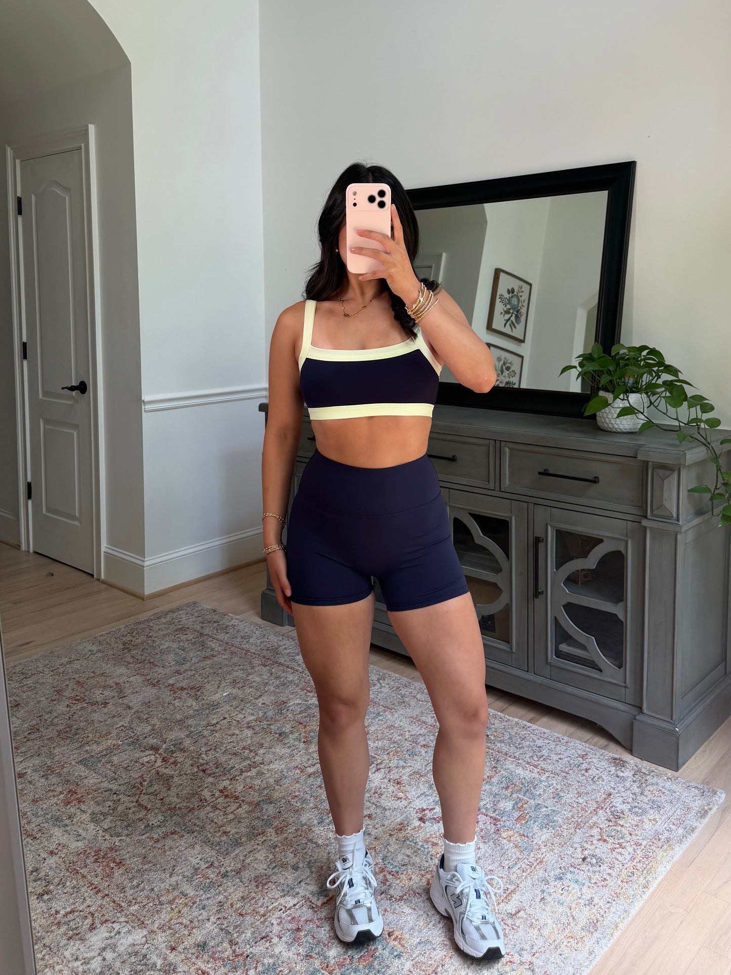 Navy Lime Sports Bra