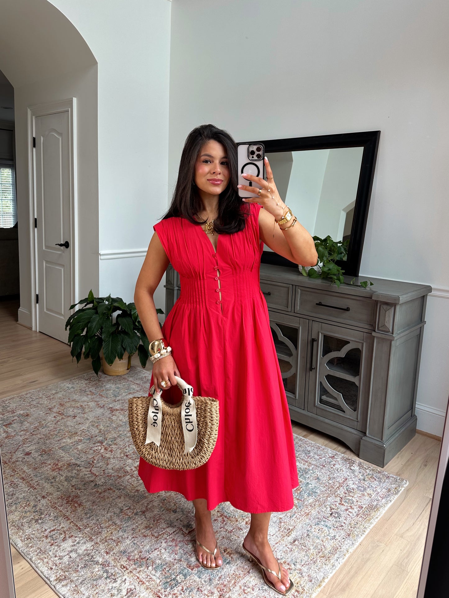 Almalfi Sunset Midi Dress (Red)