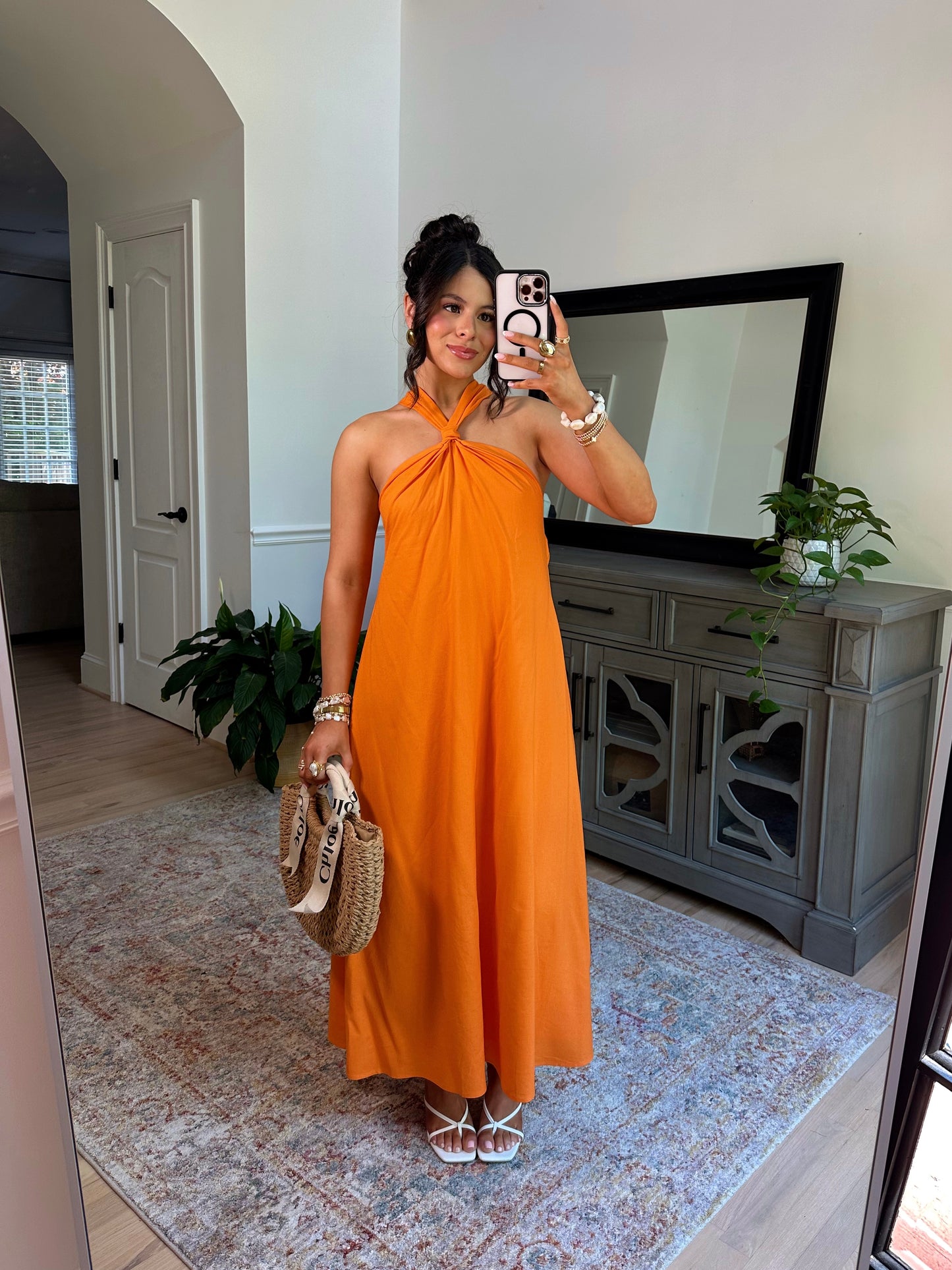 Citrus Orange Midi Dress