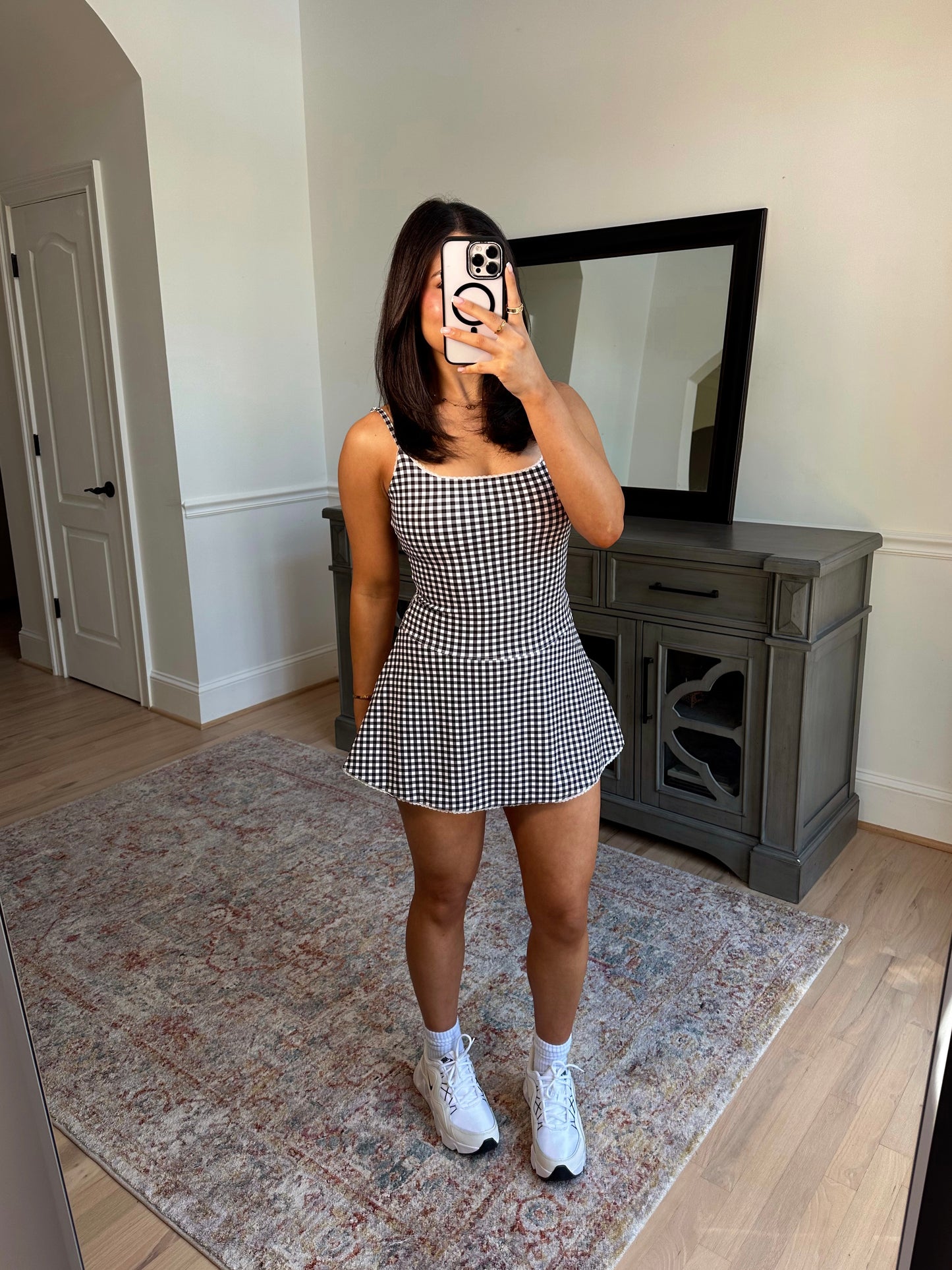 Ditsy Gingham Romper Active Dress
