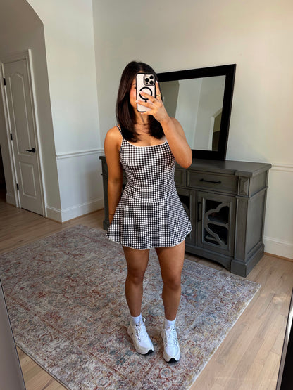 Ditsy Gingham Romper Active Dress