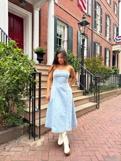 Denim Fit & Flare Tube Dress