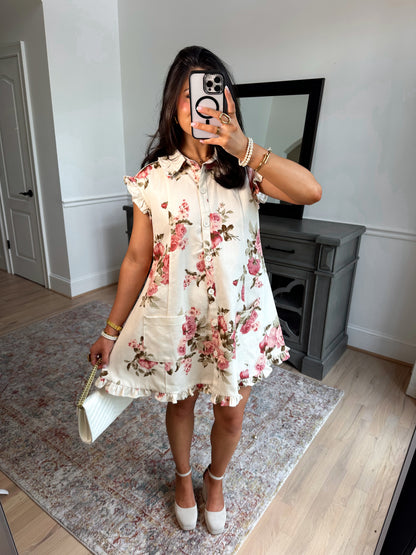 Sweet Rose Button Dress