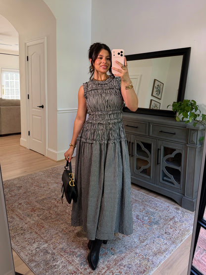 The Sinclair Black Gingham Dress