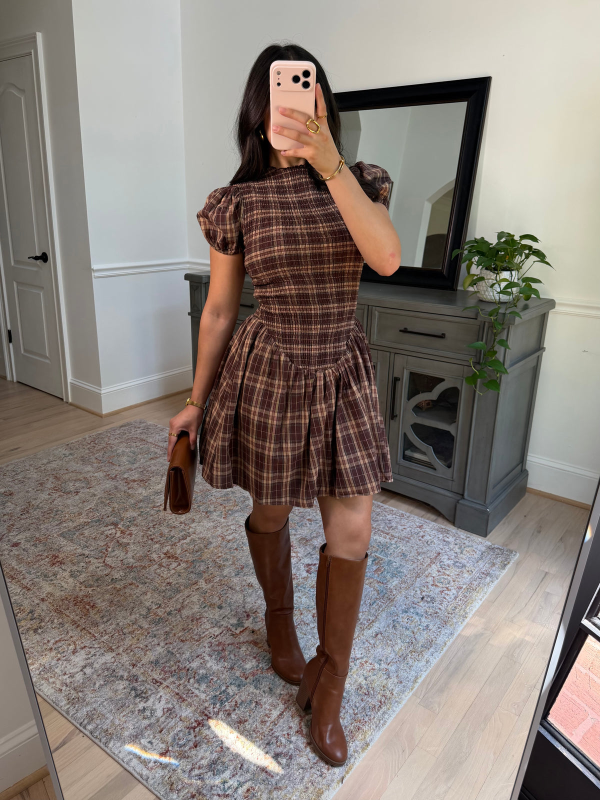 Cinnamon Spice Plaid Dress
