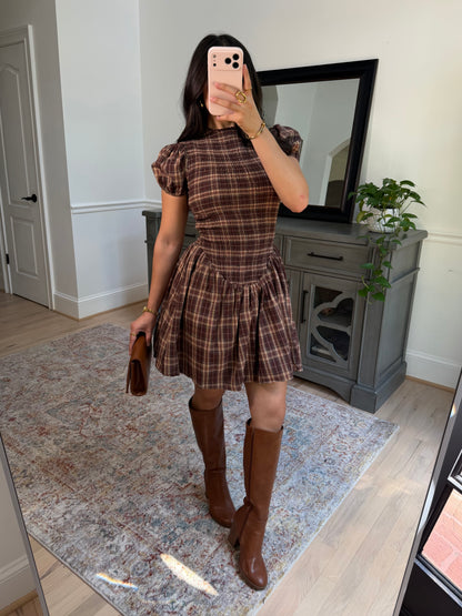 Cinnamon Spice Plaid Dress