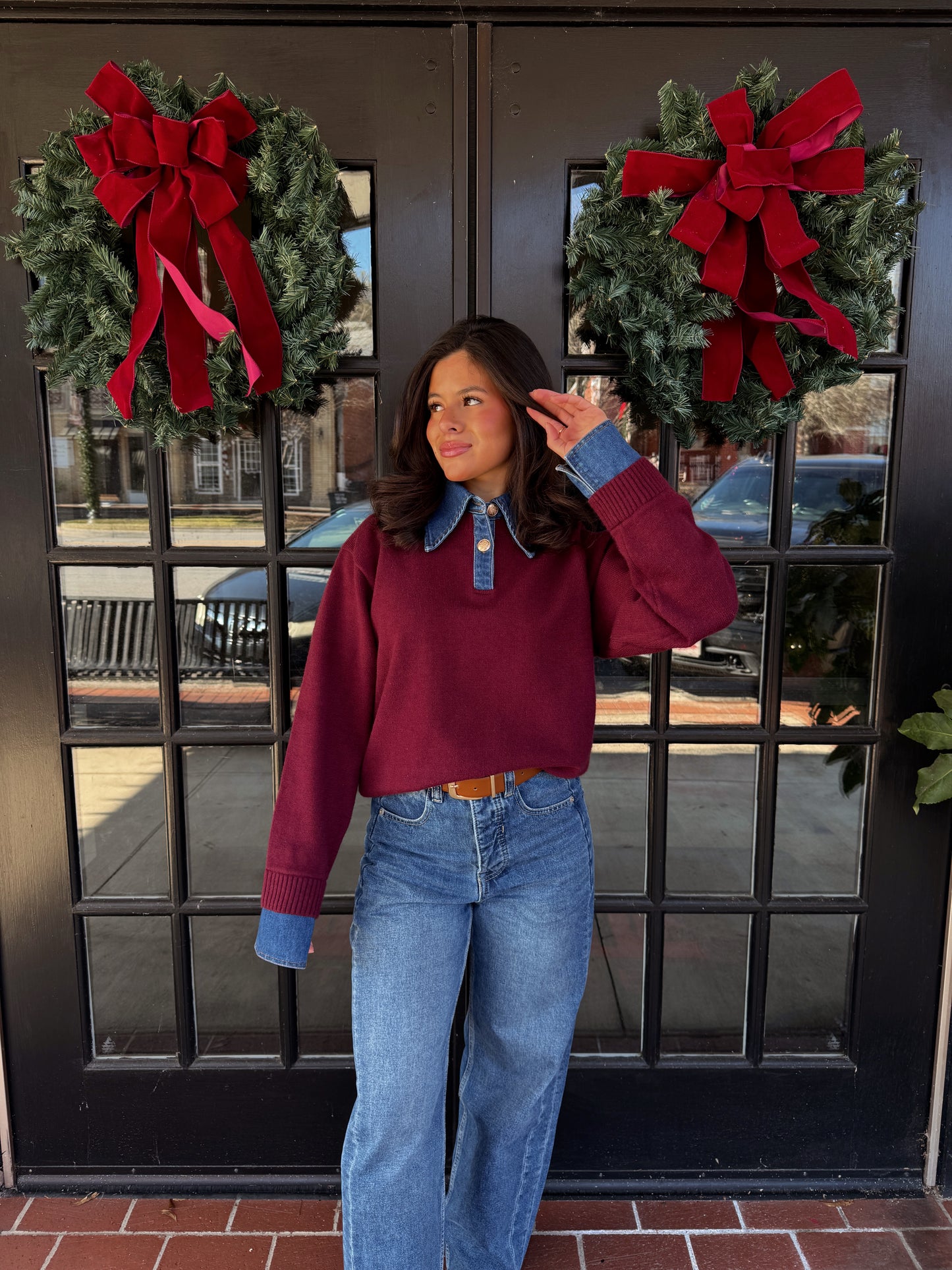 Burgundy Couture Polo Denim Knit