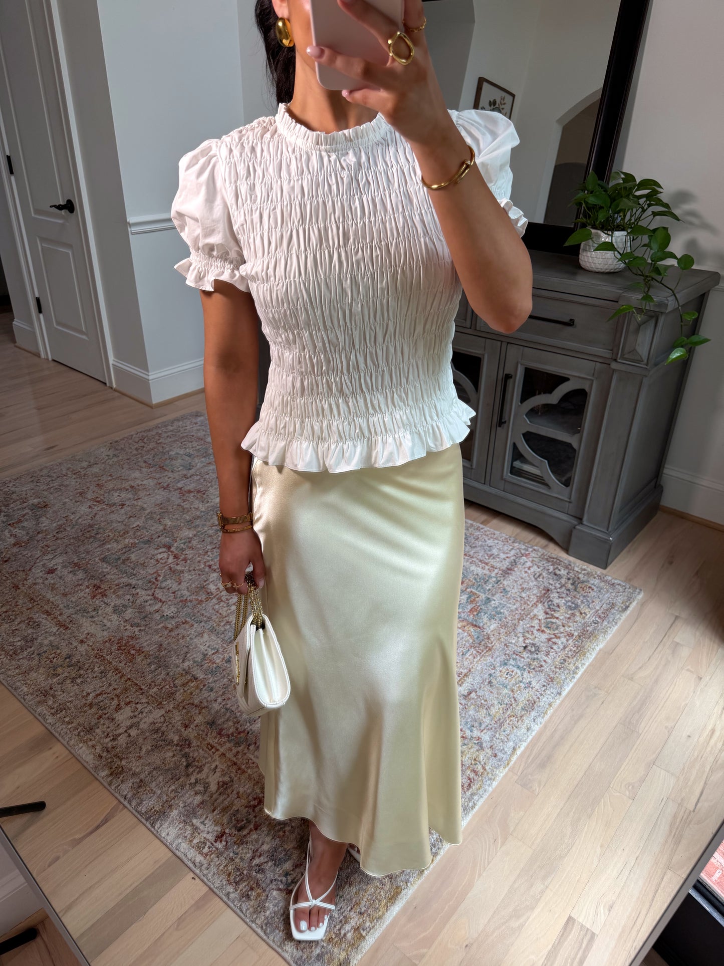 Pearl Buttercream Satin Skirt