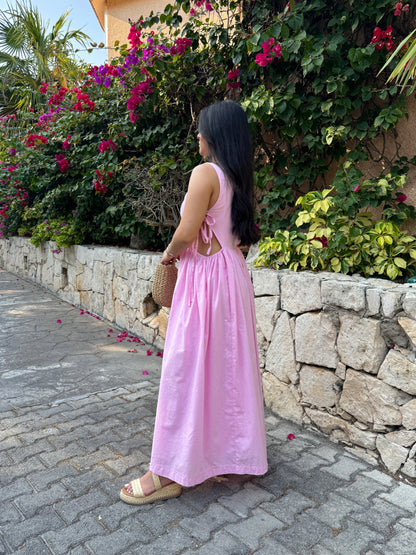 Baby Pink Open Side-Tie Dress