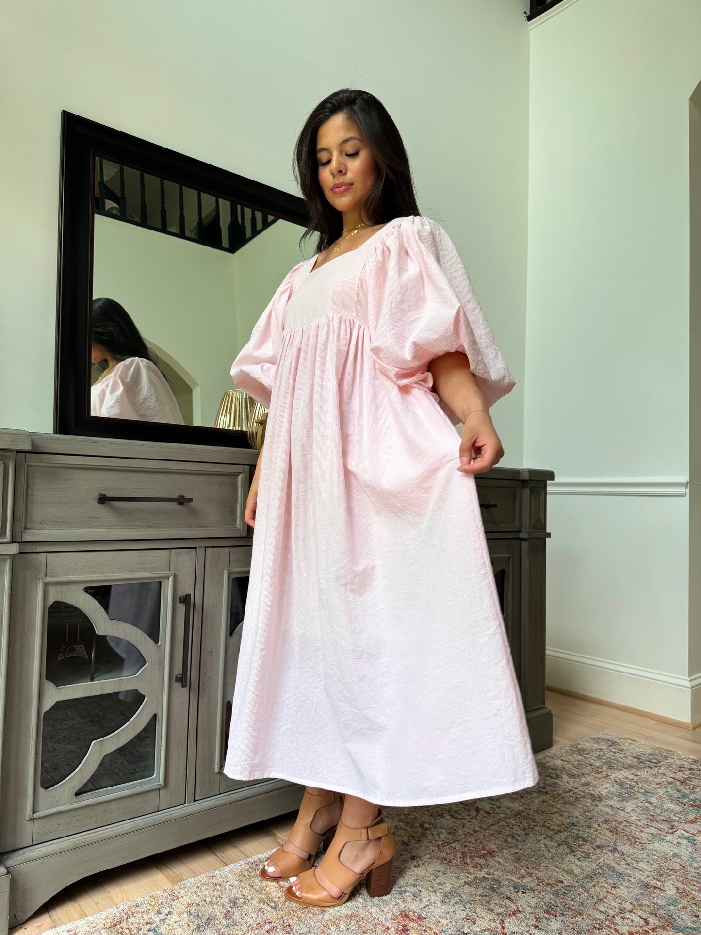 Baby Pink Puff Sleeve Dress