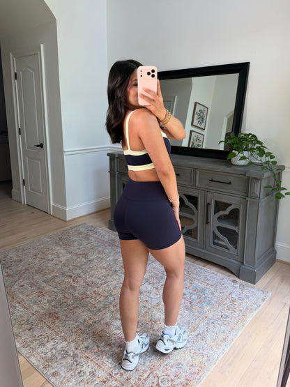 Navy Lime Sports Bra