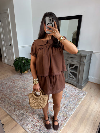 Cocoa Lace Top & Skort Set