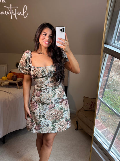 Vintage Floral Open Back Dress