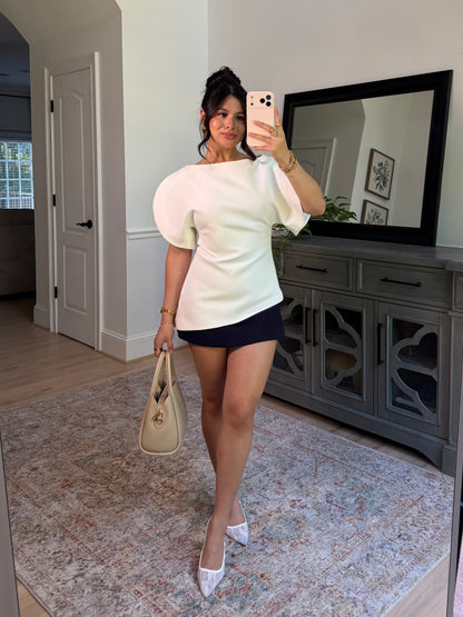 Chic Elegance Ivory Tailored Top