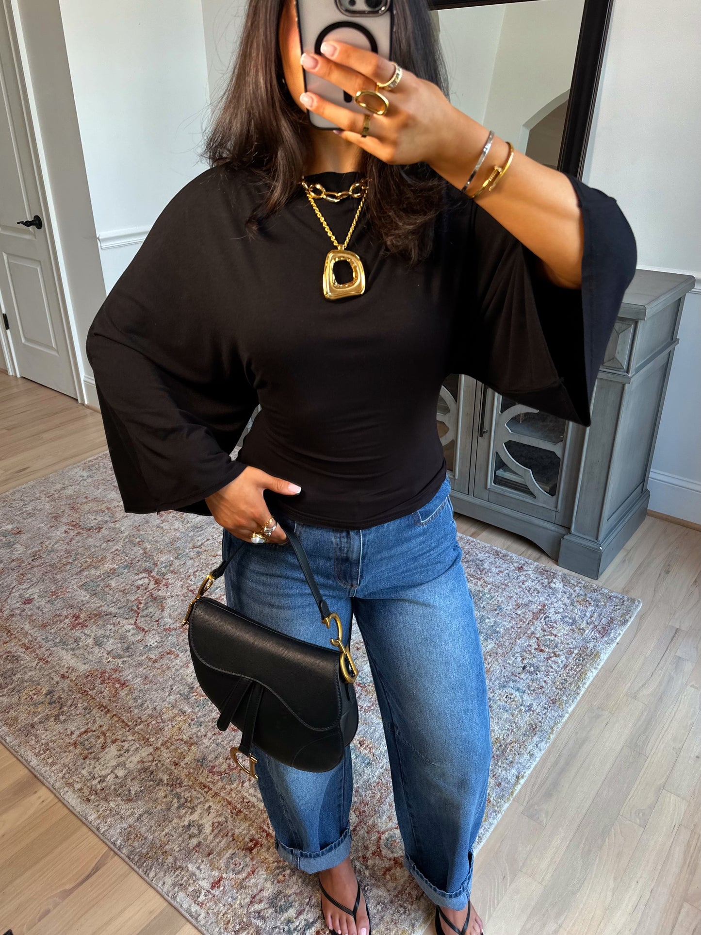 Tessa Black Dolman Top