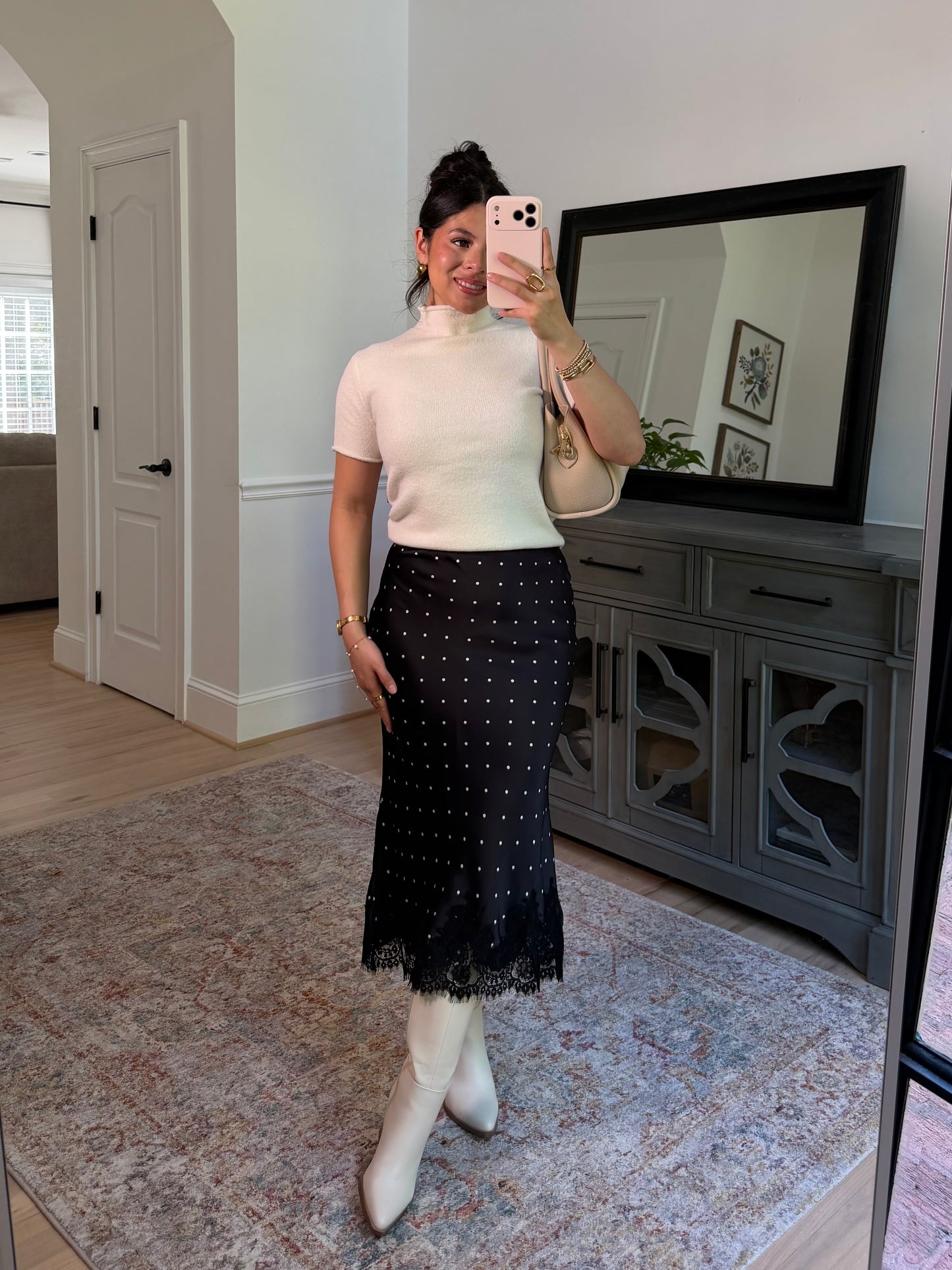 Parisian Polka Dot Satin Lace Skirt