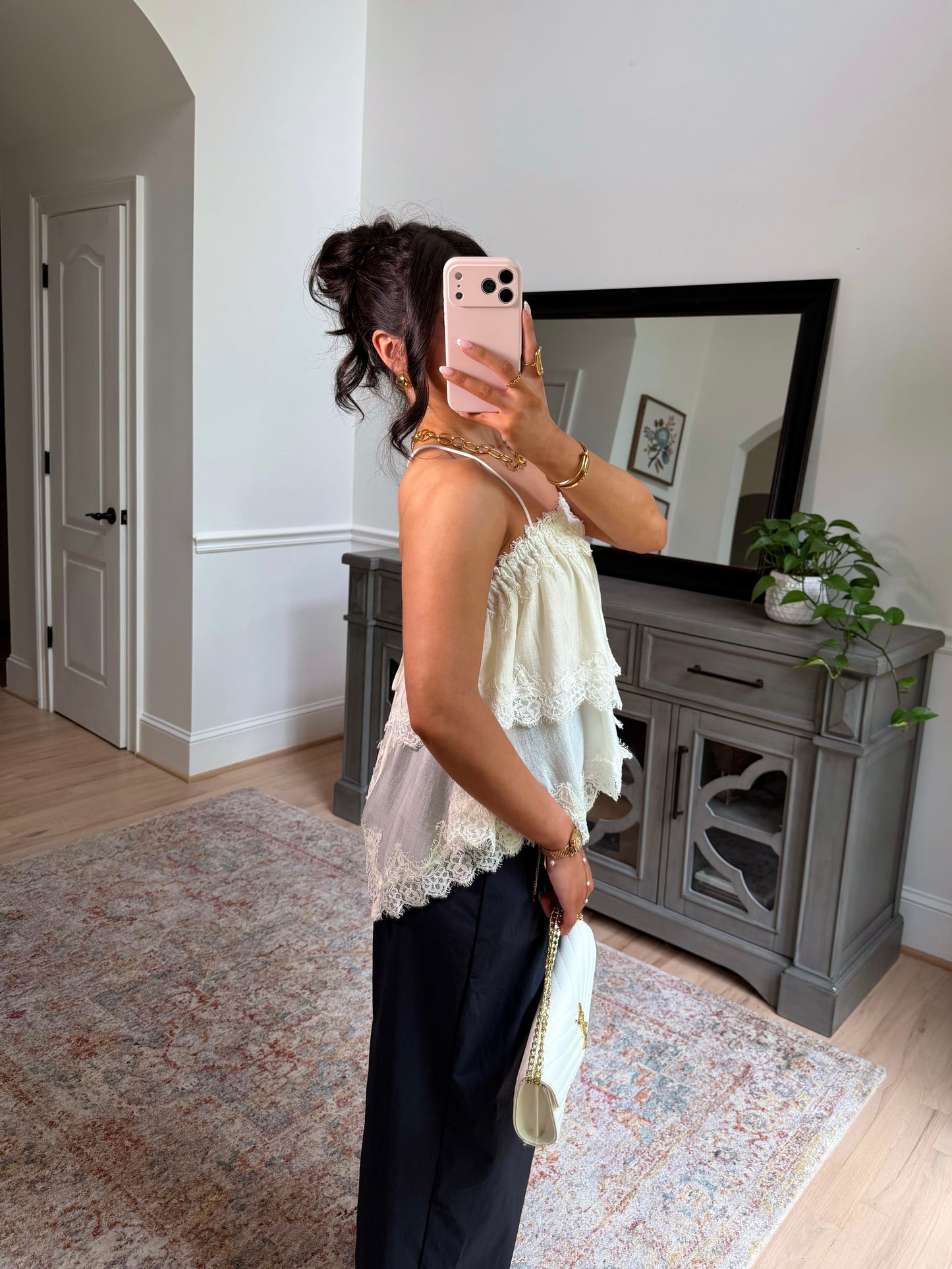 Coconut Lace Ruffle Top