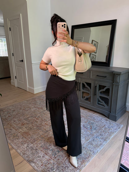 Avenue Grey Trousers W/ Fringe Wrap