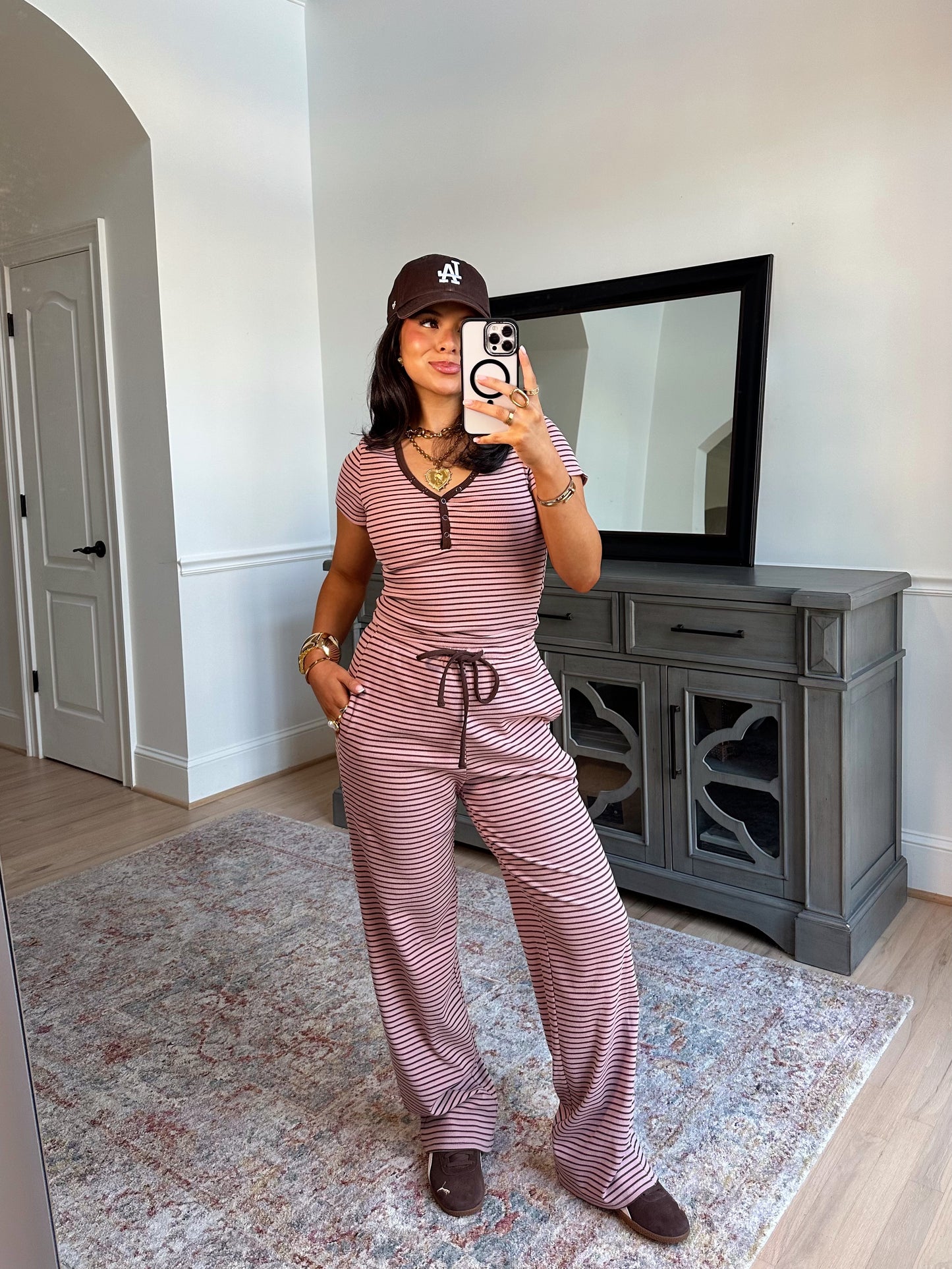 Cocoa Blush Striped Set