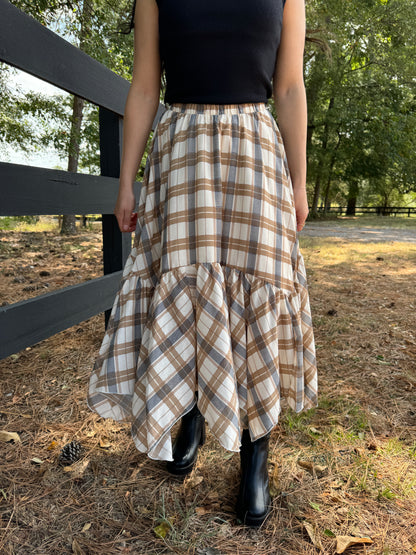 Tan Plaid Skirt