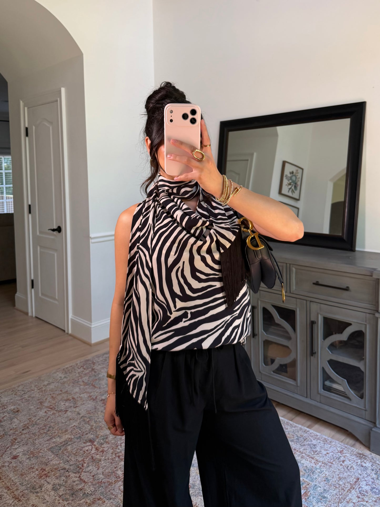 Zebra Fringe Scarp Top