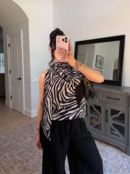 Zebra Fringe Scarp Top
