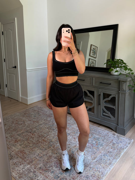 Black Contour Running Shorts