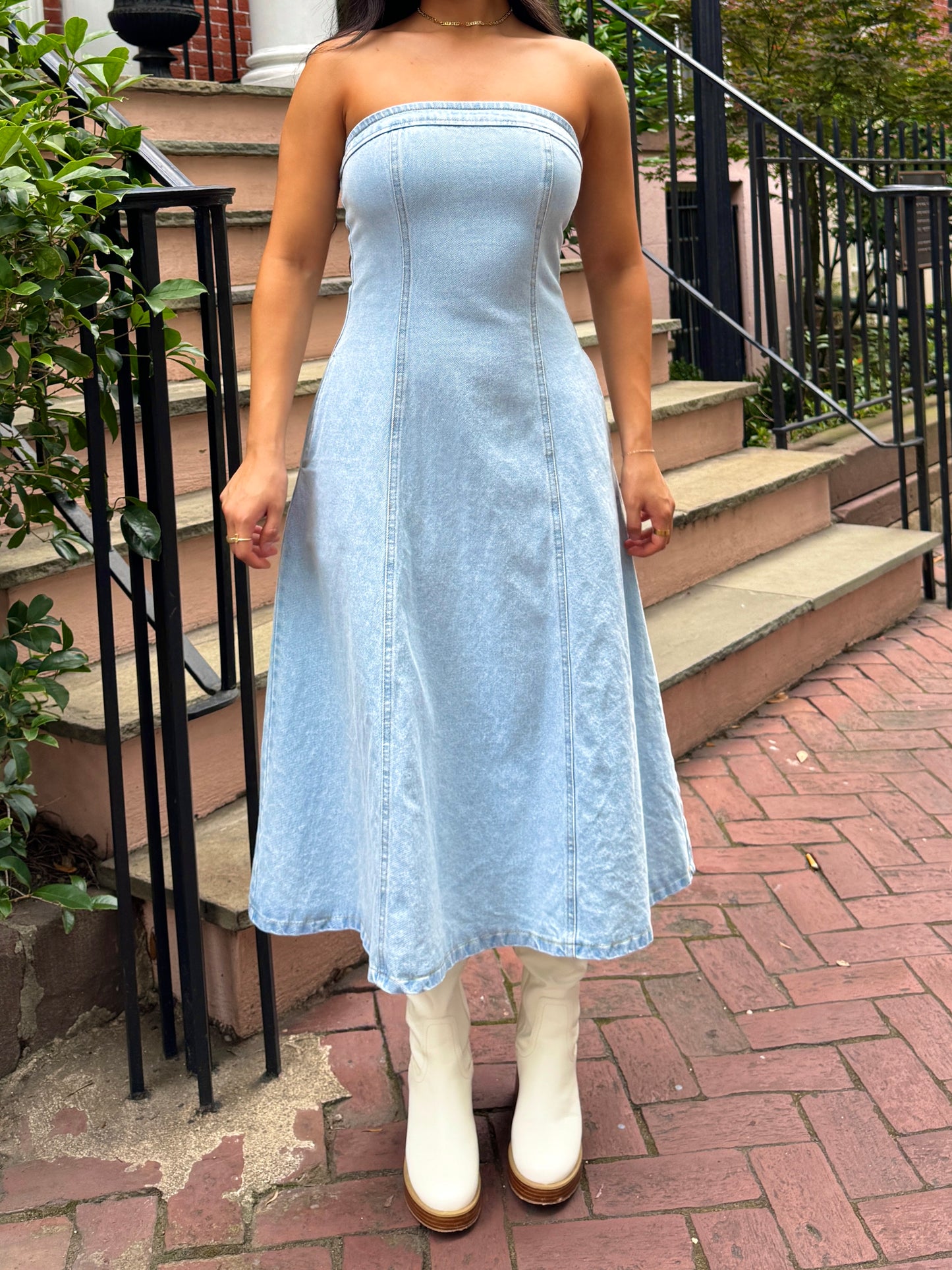 Denim Fit & Flare Tube Dress