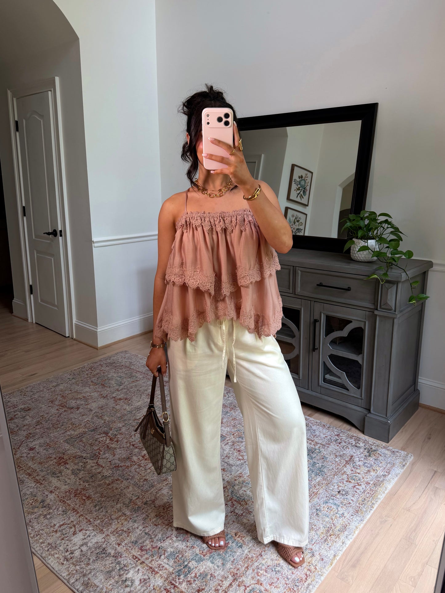 Blush Lace Ruffle Top
