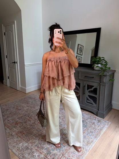 Blush Lace Ruffle Top