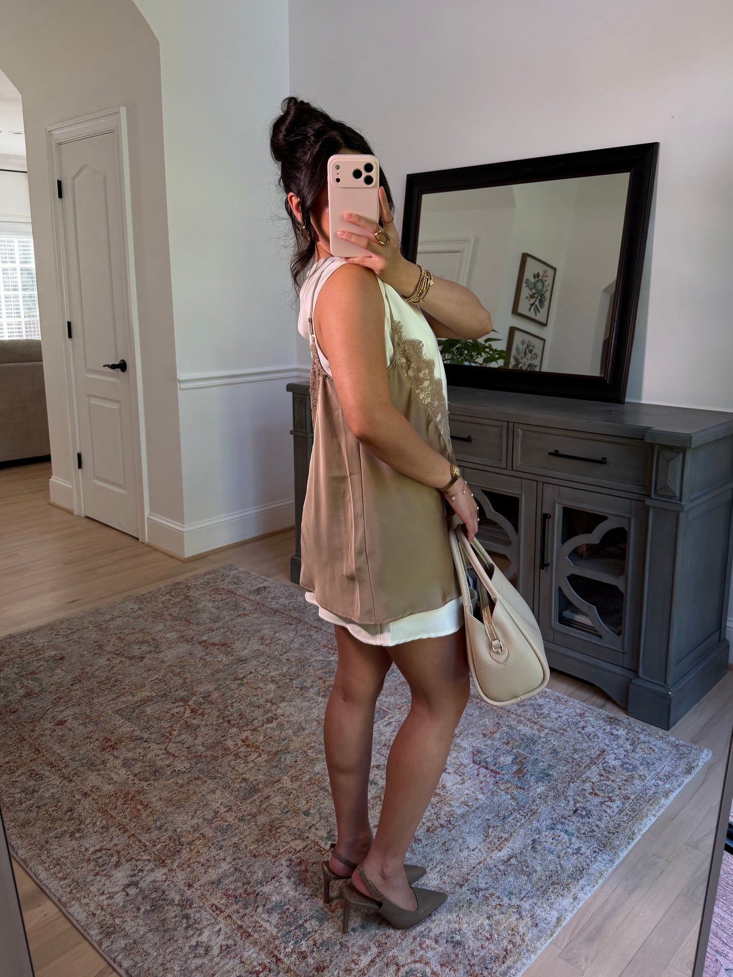 The London Layered Satin Lace Dress