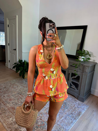 Tropical Fruit Paradise Halter Top